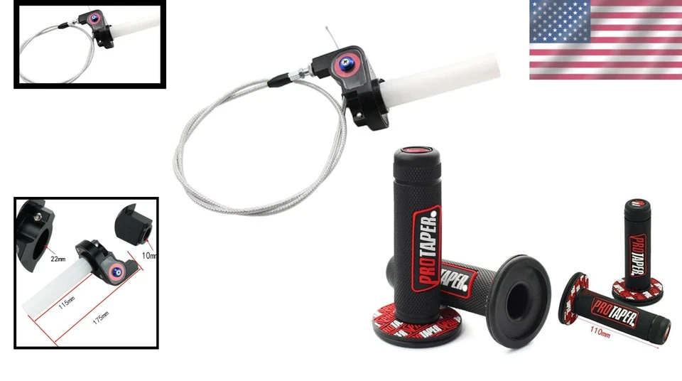 Universal 22mm Twist Throttle Handle Grip + Cable for Dirt Pit Motorcycles - Image 2 of 4