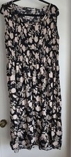 Croft & Barrow Maxi Dress Sleeveless Black White Floral Round Neck Boho Gown