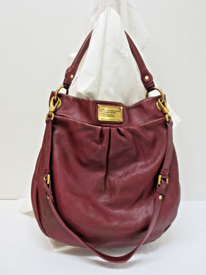 Marc Jacobs Hillier Bag Designer Burgundy Leather Hobo Purse