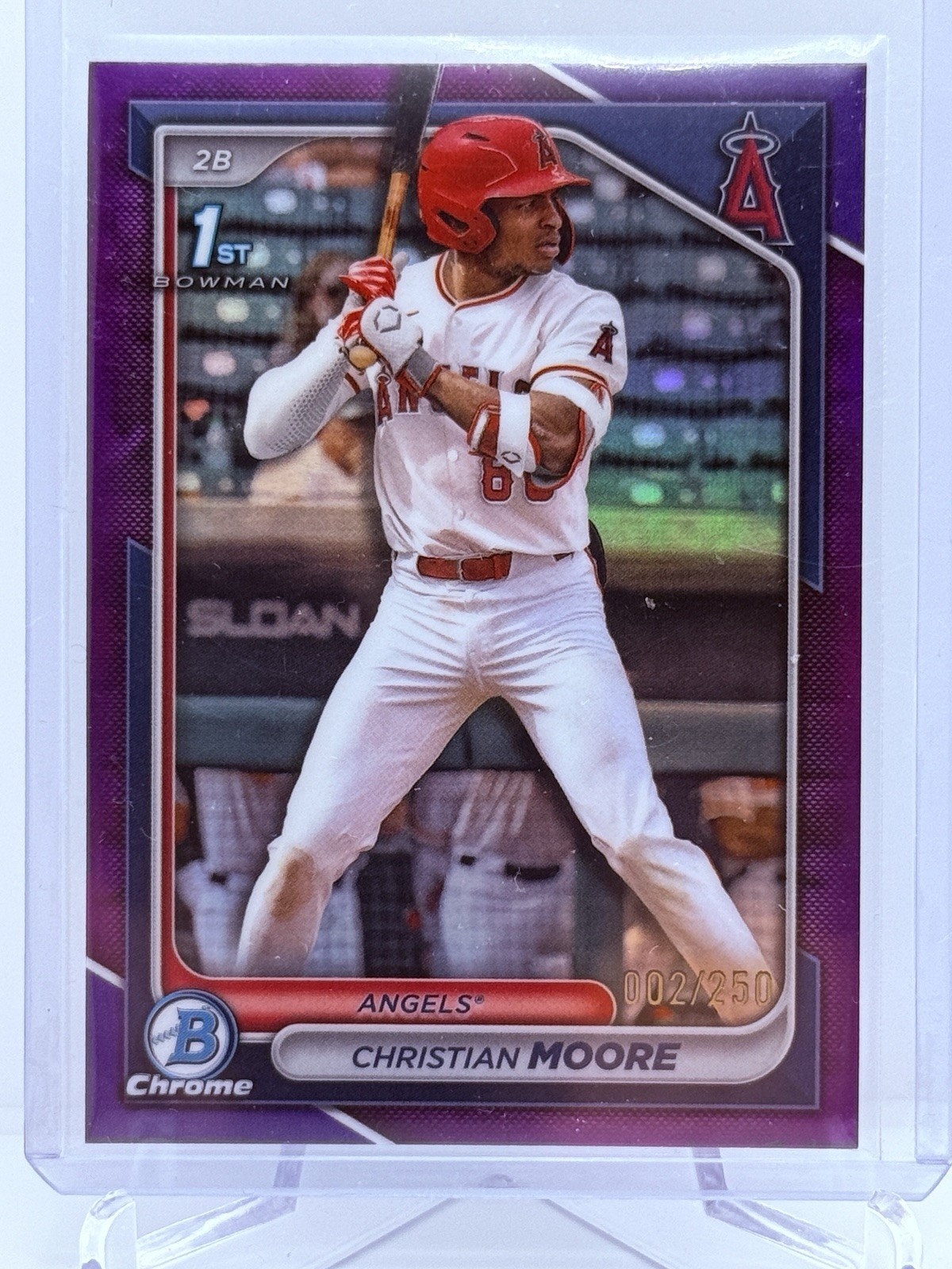 2024 Bowman Chrome Draft 1st Christian Moore Purple Refractor #/250 Angels