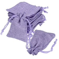 20 Pcs Burlap Bags with Drawstring, 2.8 x 3.5 Inch Favor Sacks, Purple