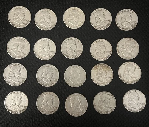 Roll of 20 Circulated 1950-P Franklin Liberty Half Dollars 90% Silver