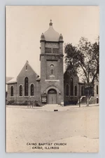 Postcard RPPC  Illinois Cairo Baptist Church, corner of 10th and Poplar Streets