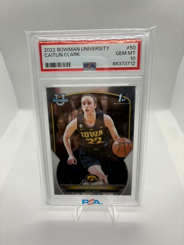 2022 Bowman University Caitlin Clark 1st Bowman PSA 10 Hawkeyes