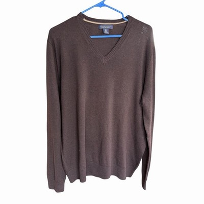 Banana Republic Extra Fine Merino Wool Sweater Men's Tall XL Vneck Preppy Brown