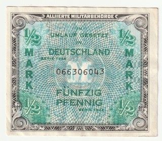 1/2 Mark 1944 Alliierten Militärbehörde. US Druck.