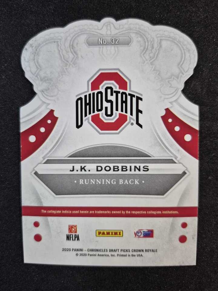 2020 Panini Chronicles Draft Picks Crown Royale Mirror Red JK Dobbins Rookie RC - Image 2 of 2