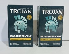Lot Of 2 Trojan Bareskin Premium Thin Lubricated Condom 10ct Each Exp 03/2030