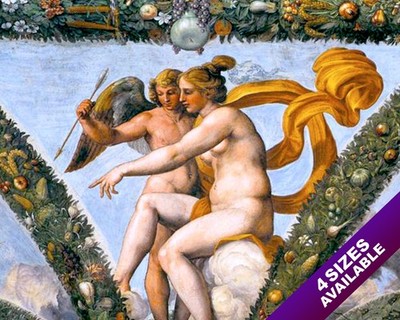 VENUS & CUPID GREEK MYTHOLOGY LOVE PAINTING BY RAPHAEL ART REAL CANVAS PRINT