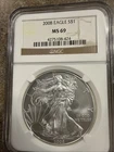 2008 Silver Eagle NGC MS69 American Eagle ASE 1 oz Silver Dollar