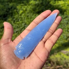 Blue Chalcedony Glass Arrowhead Handmade Crystal Spear Point 1″–6″