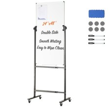Uimoso Rolling Magnetic Whiteboard Double-sided Mobile Whiteboard 24 x 48 inch