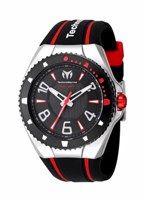 TechnoMarine SonRise Men's Quartz Analog 45mm 50m Black/Red Rubber Strap