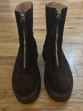 Steve Madden Jones Brown Suede Front Zip Platform Ankle Boots Women  s 8M