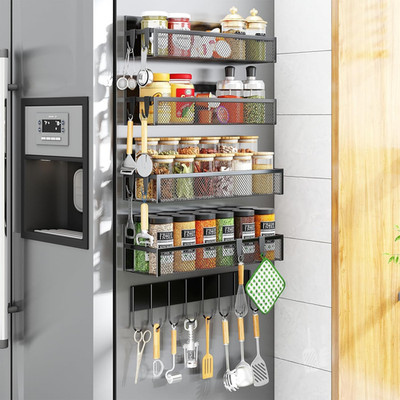 Magnetic Spice Rack for Refrigerator, 5 Pack Magnetic Shelf, Moveable Magnetic F