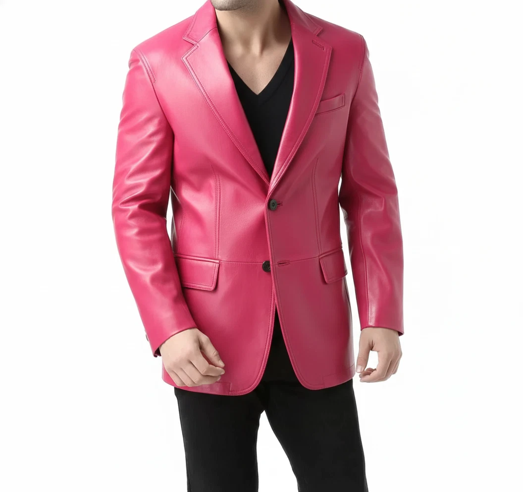 New HOT PINK Men's Sheepskin Leather Blazer Slim Fit Two Button Coat Blazer
Opens in a new window or