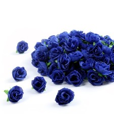 Mini Deep Blue Rose Head 100 Pcs 1.3" Artificial Flowers Wedding DIY