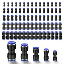 100 PCS Quick Connect Air Hose Fittings Kit 5 Sizes Straight Tube Connectors