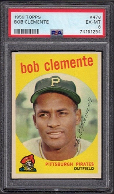 1959 Bob (Roberto) Clemente Topps Baseball Card #478 Graded PSA 6 (EX-MT)