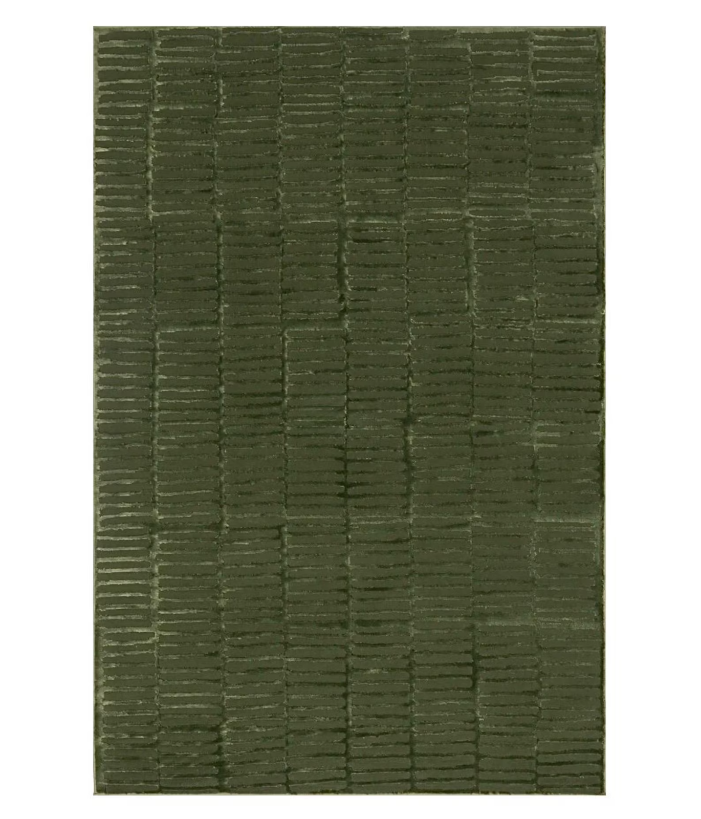 Hand-Tufted Olive Green Wool and Silk Rug - Modern Linear Textured Area Rug