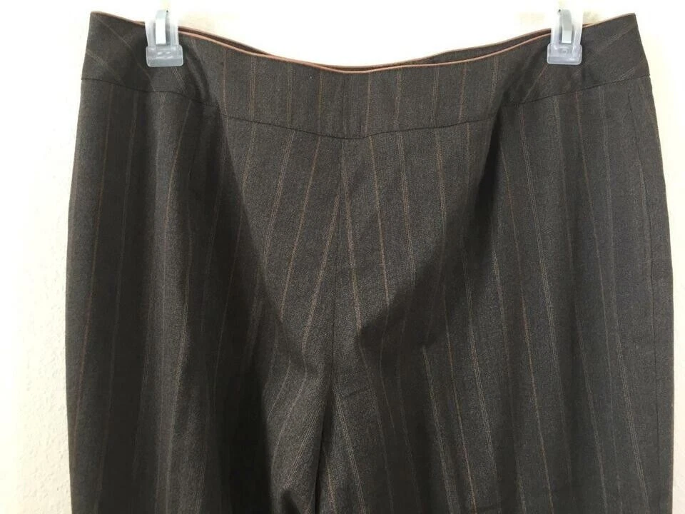 Dressbarn pants size 16 brown tan pinstripe cropped 27.5" inseam - Image 4 of 4
