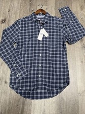 Tommy Hilfiger Mens Long Sleeve Button Down Plaid Casual Shirt Blue Sz Small NEW