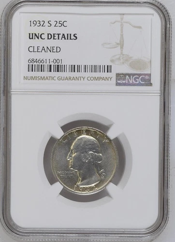 1932 S WASHINGTON QUARTER NGC UNC DETAILS KEY DATE BEAUTY!