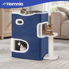 25"H 2 Tier Cat House Condo Playhouse w/ Sisal Scratcher and Top Perch Bed