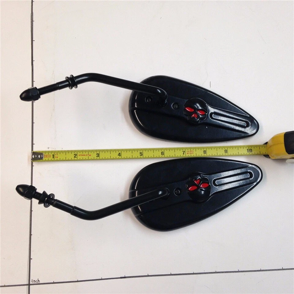 Espejos retrovisores laterales de carreras Black Skull Zombie para Harley Electra Glide Special FLHX Foto 2 de 4