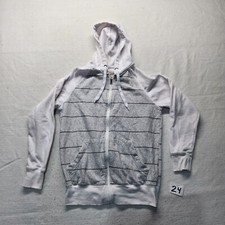 No Boundaries Gray White Hoodie Sweater Long Sleeve Full Zip Adult Women S Small