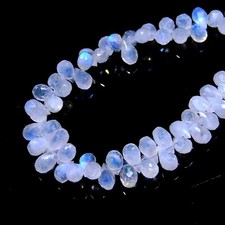 Natural AAA Moonstone Rainbow Teardrop Faceted Beads Jewelry