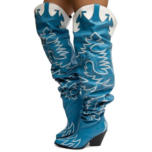 Cowboy Fashion Western Pointy OTK Thigh High Boots Cape Robbin Kelsey-21 - Picture 23 of 48