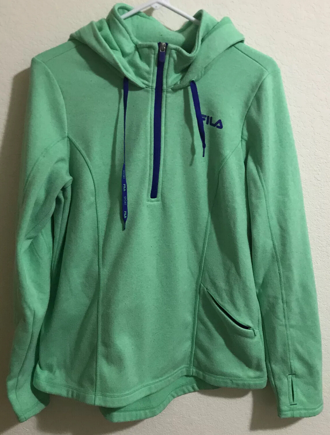 Felpa con cappuccio sportiva Fila sport donna taglia M 1 2 zip jogging verde viola B735