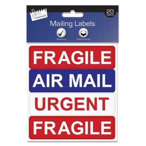 BRAND NEW - SELF ADHESIVE MAILING LABELS -FRAGILE AIR MAIL URGENT ...