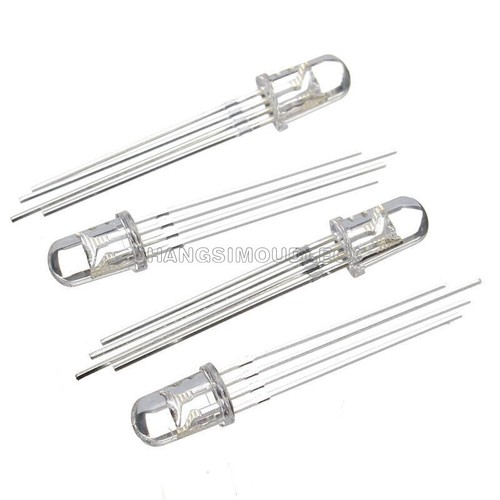 20PCS 5mm RGB 4pin Tri-Color Common Cathode LED Light Red Green Blue ...