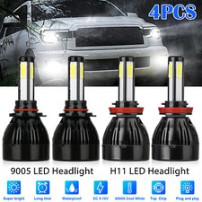 4x 9005 H11 Combo LED Headlight High Low Beam Bulbs Kit 6000K Super White Bright