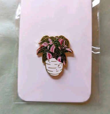 Pink Princess Philodendron Pflanze im Topf Anstecker Pin Revers Emaille Brosche Geschenk 