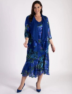 Chesca Cobalt Devore Dress Jacket Shrug BNWT £500 Size 16-18 UK