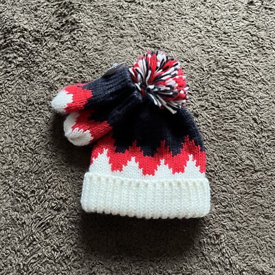 BNWT Matalan Baby Boys 12-23 Months Blue Multi Hat & Mittens Set