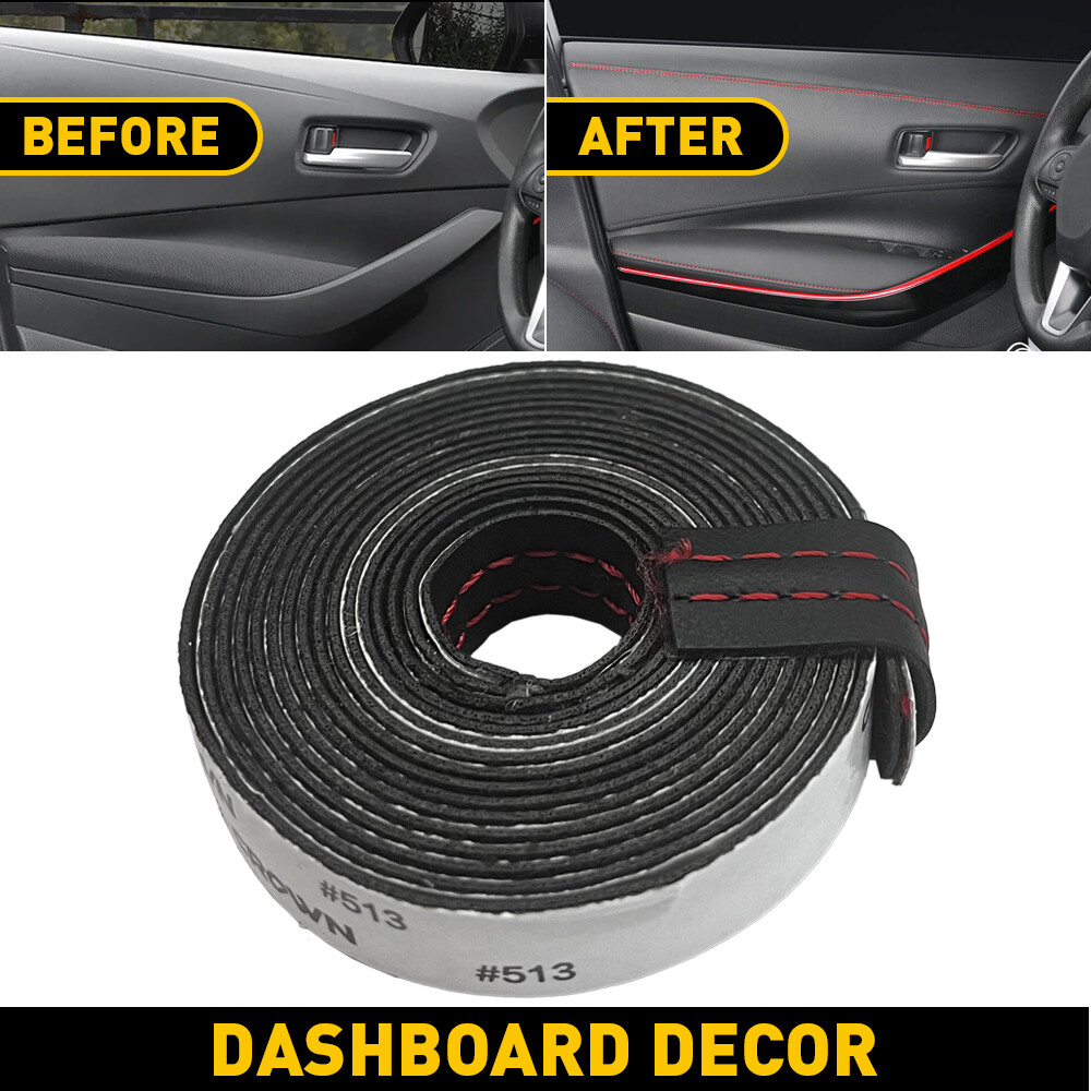2M PU Leather Car Dashboard Decor Strip Sticker Moulding Line Trim Accessories