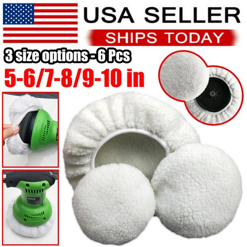 6PCS 56/78/910 inch Polishing Buffer Pads Soft Wool For Car