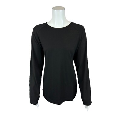 Susan Graver Weekend Essentials Comfy Cotton Raglan Top Solid Black Medium Size