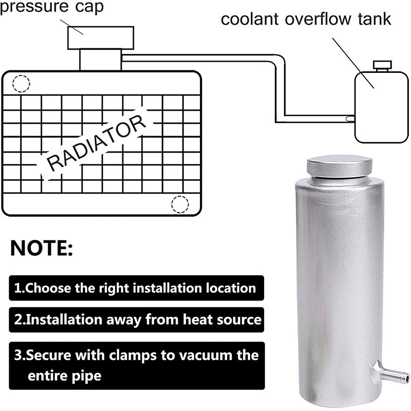 Tanque de desbordamiento de refrigerante botella radiador universal 800 ml aluminio con línea de manguera EE. UU. Foto 4 de 4