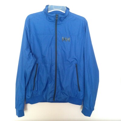 Helly Hansen Full Zip Nylon Jacket Long Sleeves Zip Pockets Blue Mens XL Cycling