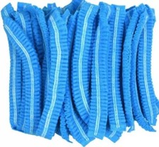100 Pcs Blue Bouffant Caps Non-Woven, Medical Dental  Food Hair Net Cover, 24"