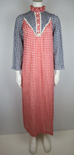 VINTAGE 1970s 70s WOMEN'S RED BLUE PLAID NIGHTGOWN - CHERRI LYNN - SMALL