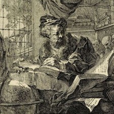 Arnold Houbraken The Philosopher in His Cabinet - Original 18th Century Engraving