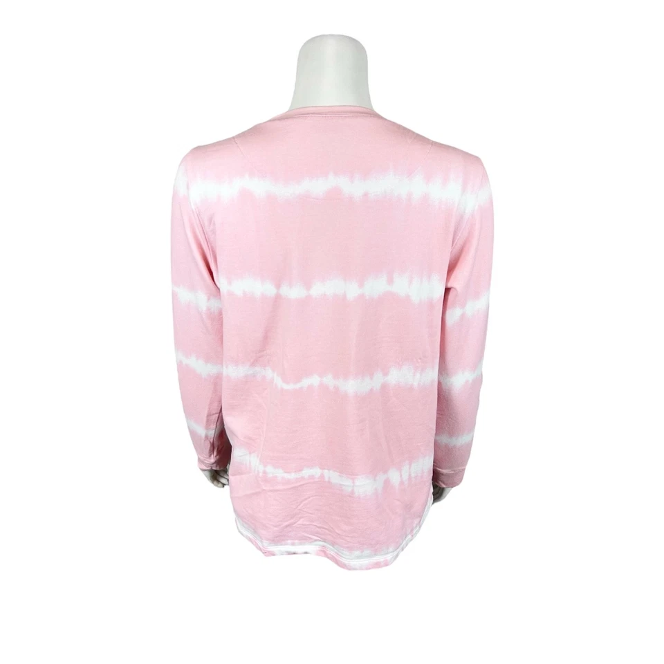 Denim & Co. Tie-Dye French Terry Long-Sleeve Sweatshirt Pale Pink Medium Size - Image 2 of 2