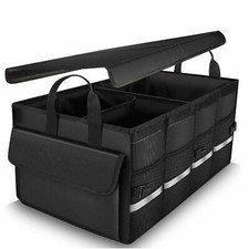 Bagagliaio Auto Cargo Organizer Pieghevole Portaoggetti Box SUV Berlina con Coperchio