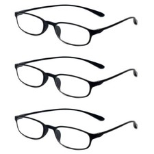 Calabria 718 Flexie Oval Reading Glasses 3.25 Ebony 3pack Men/Women Bendable